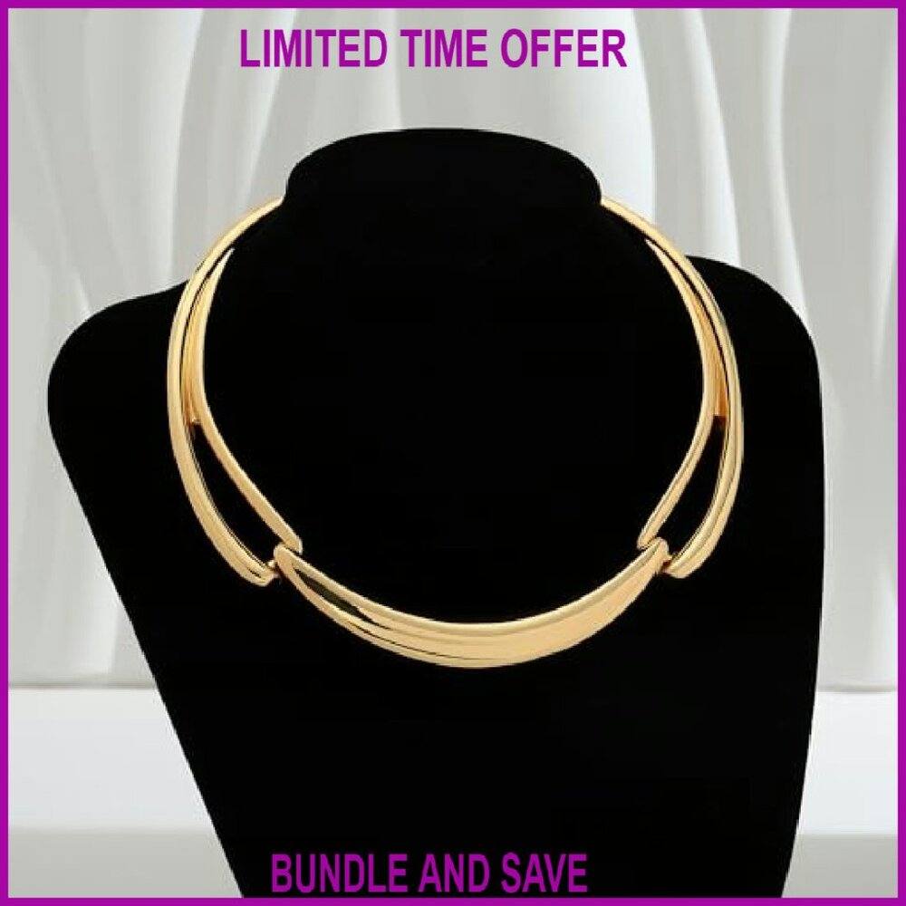 Adjustable Chunky Statement Necklace Gold-Plated … - image 8